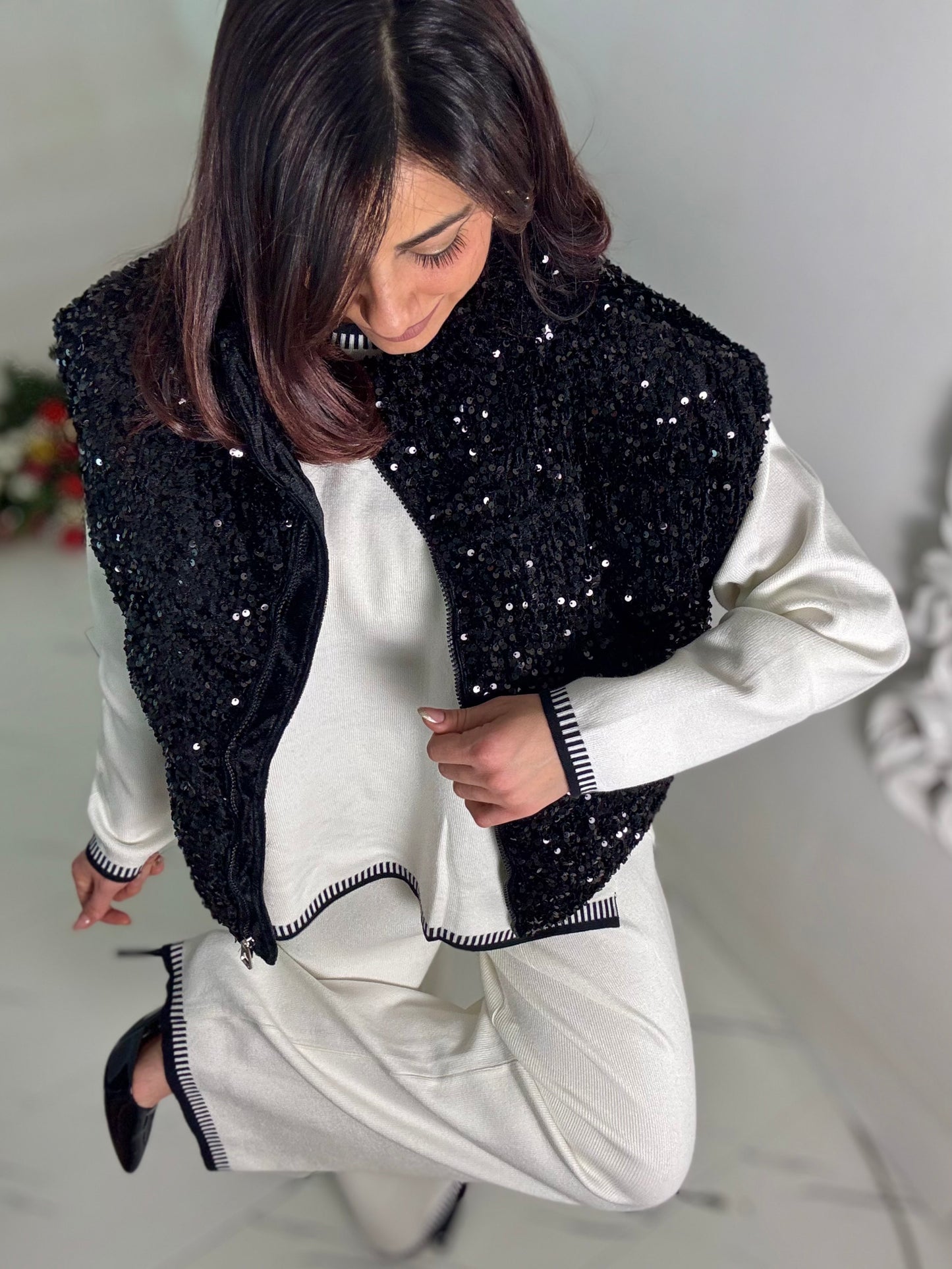 Bomber Gilet Paillettes