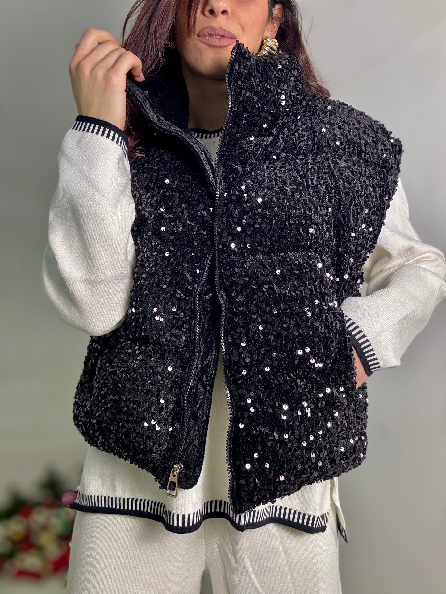 Bomber Gilet Paillettes